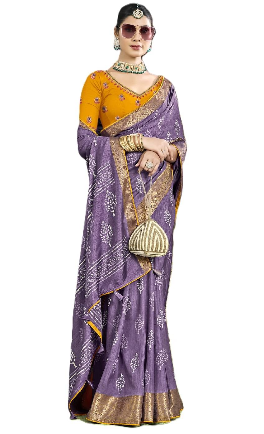     			Panbai sarees Silk Solid Regular Saree Without Blouse Piece ( Lavender )