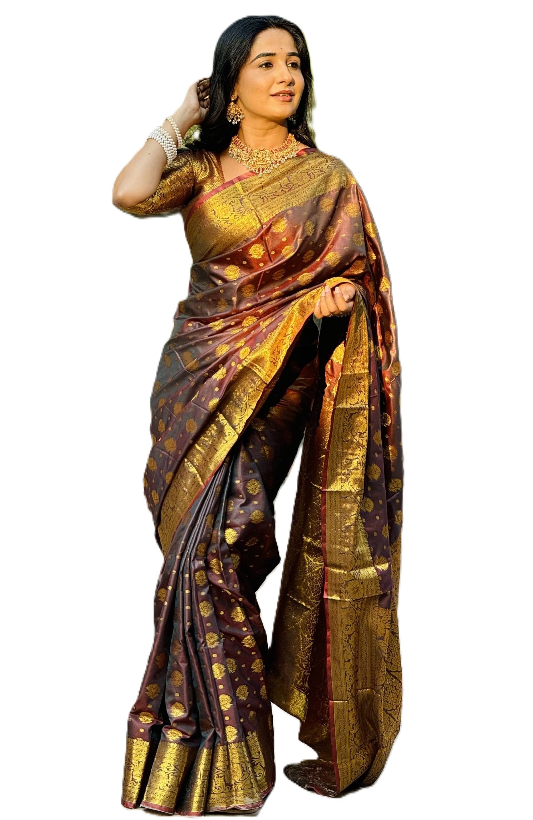     			Panbai sarees Silk Solid Regular Saree Without Blouse Piece ( Maroon )