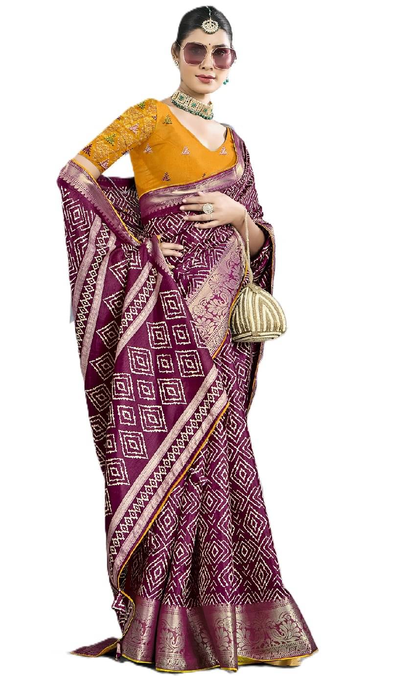     			Panbai sarees Silk Solid Regular Saree Without Blouse Piece ( Purple )