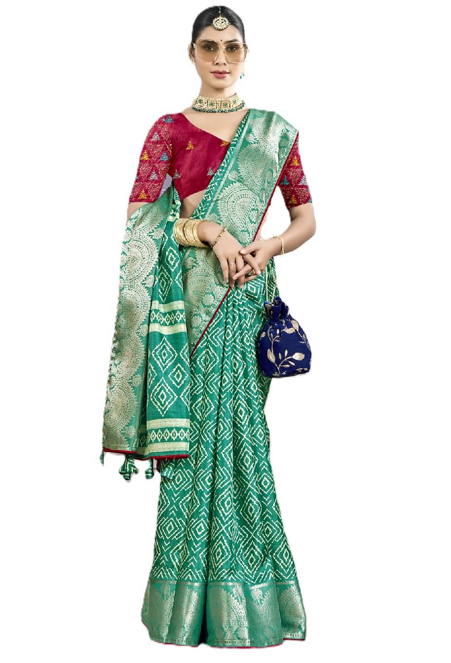     			Panbai sarees Silk Solid Regular Saree Without Blouse Piece ( Teal )