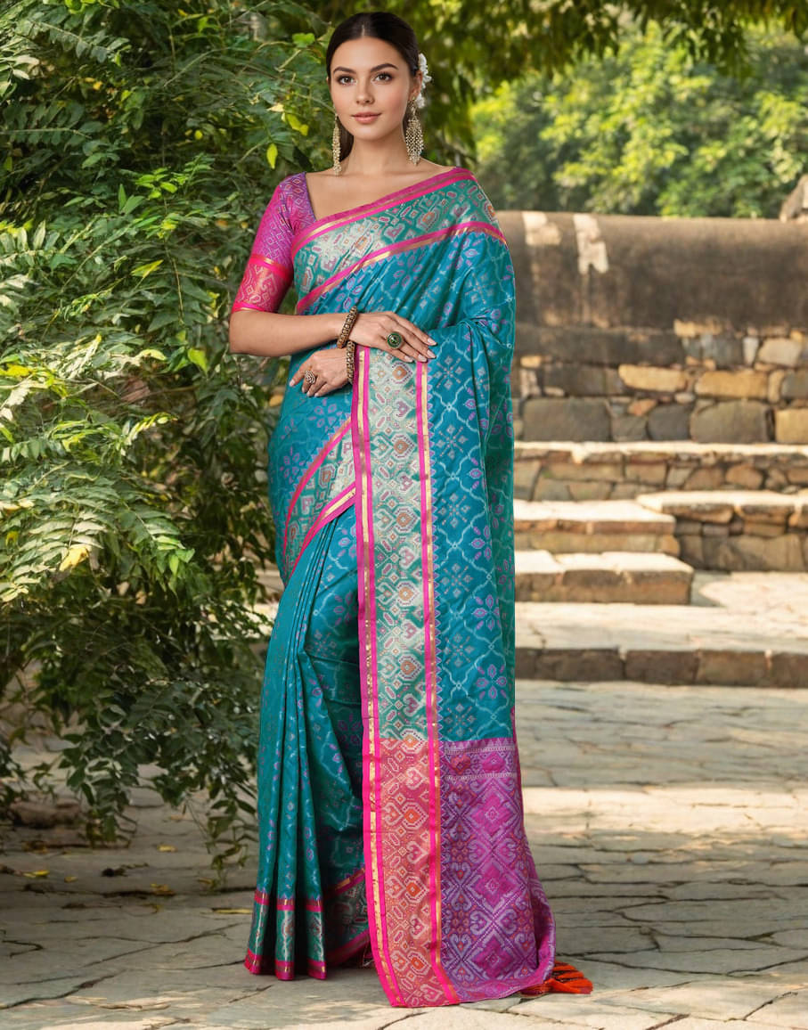     			Panbai sarees Silk Solid Regular Saree Without Blouse Piece ( Blue )