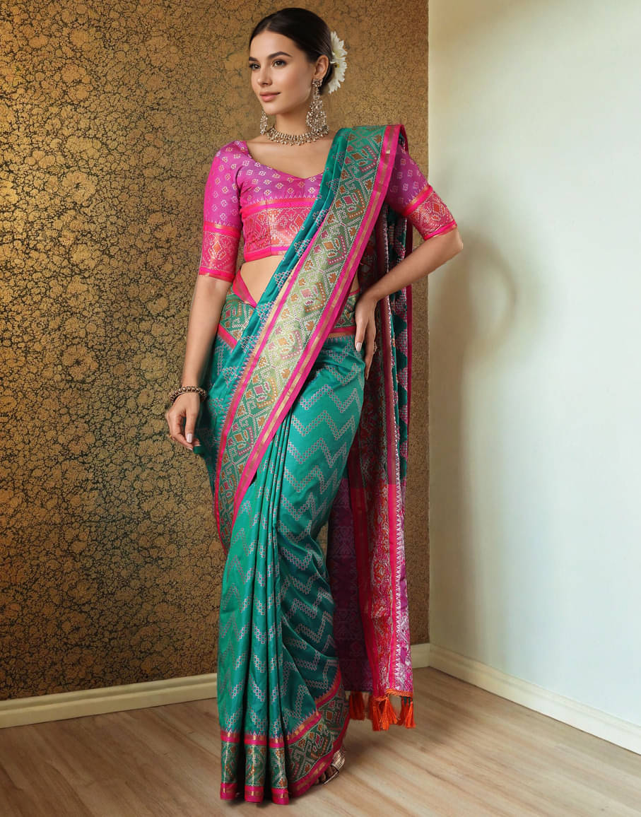     			Panbai sarees Silk Solid Regular Saree Without Blouse Piece ( Teal )