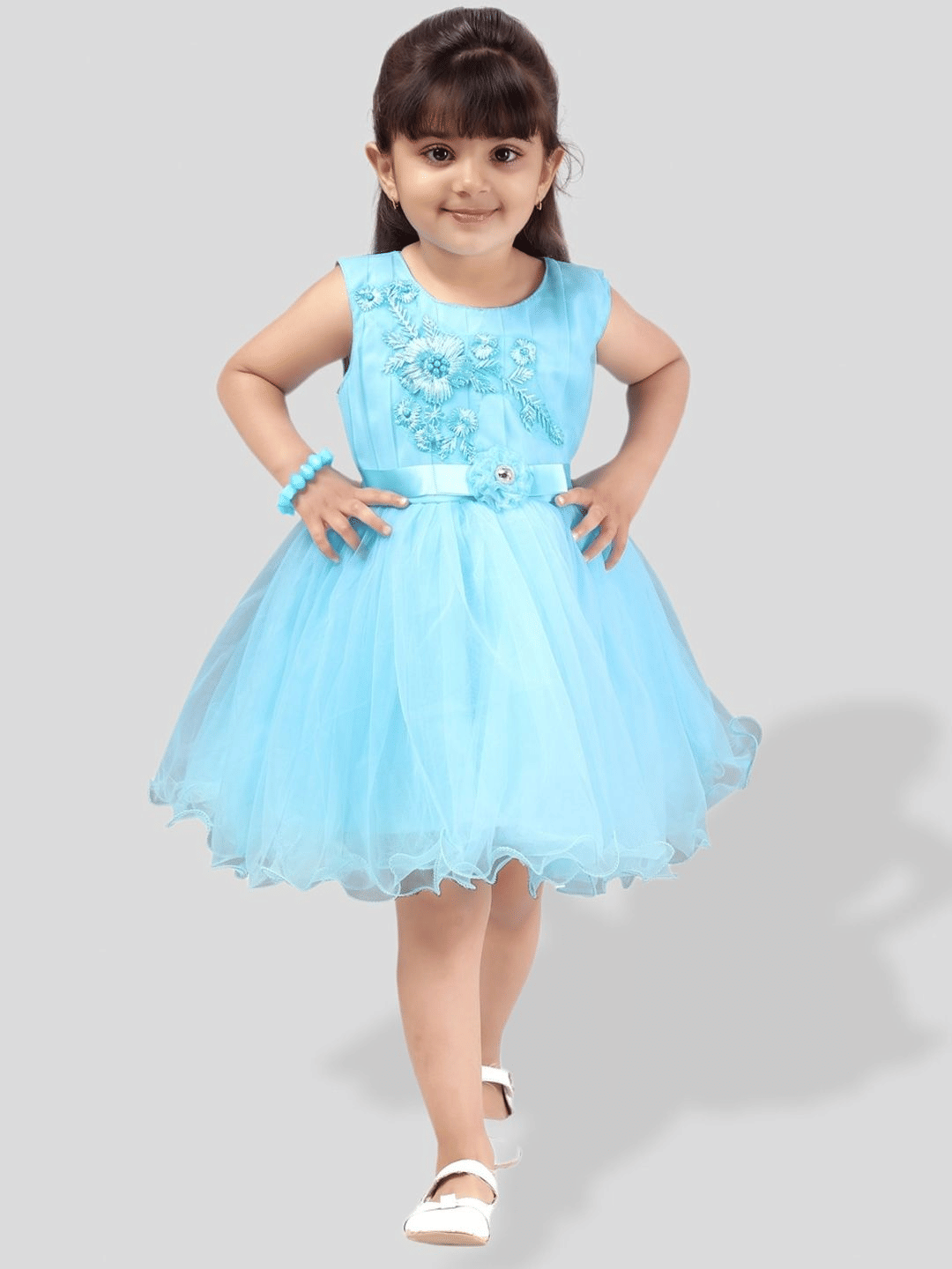     			Paridhaanmart.com Pack of 1 Baby Girls Net Dress ( Light Blue )