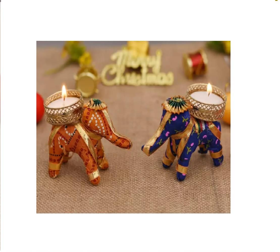     			Qin Pin Multicolour Floor Bamboo Tea Light Holder - Pack of 2