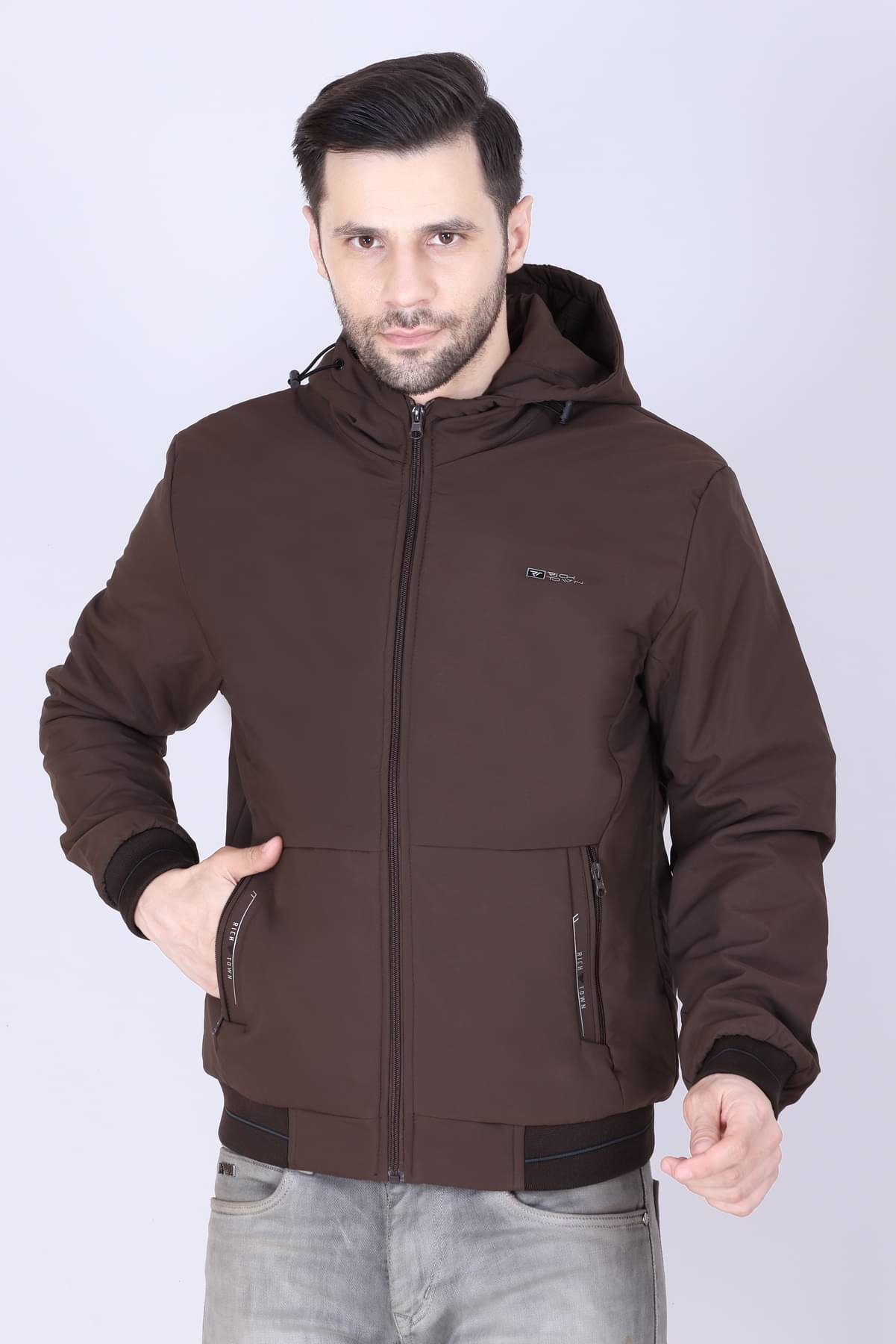    			RICH TOWN Nylon Men's Quilted & Bomber Jacket - Brown ( Pack of 1 )