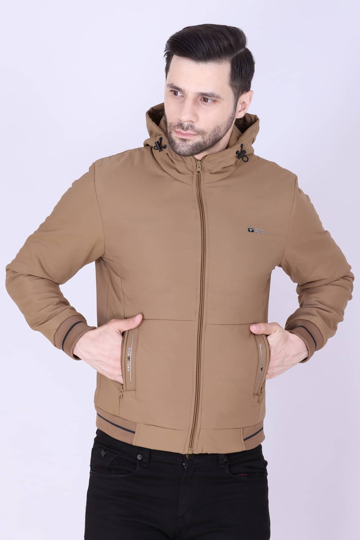    			RICH TOWN Nylon Men's Quilted & Bomber Jacket - Khaki ( Pack of 1 )