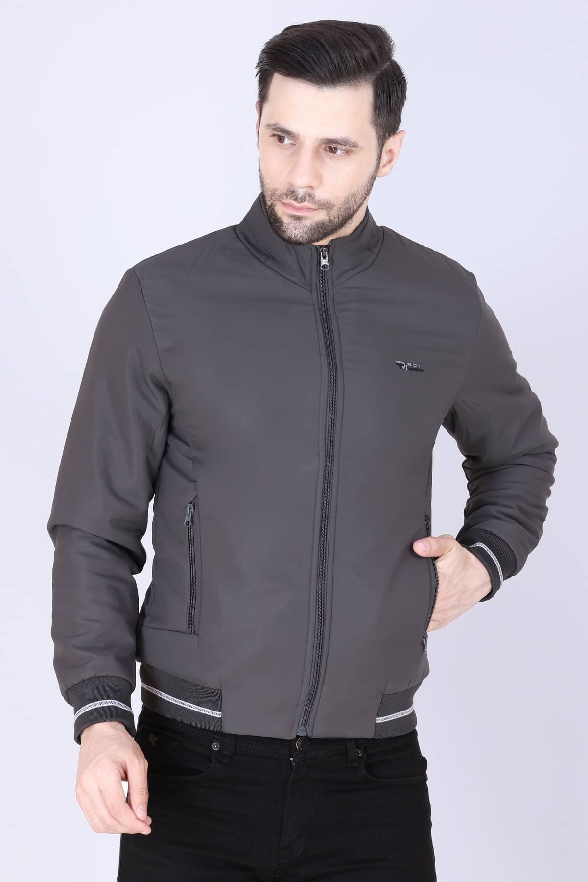     			RICH TOWN Nylon Men's Casual Jacket - Grey ( Pack of 1 )