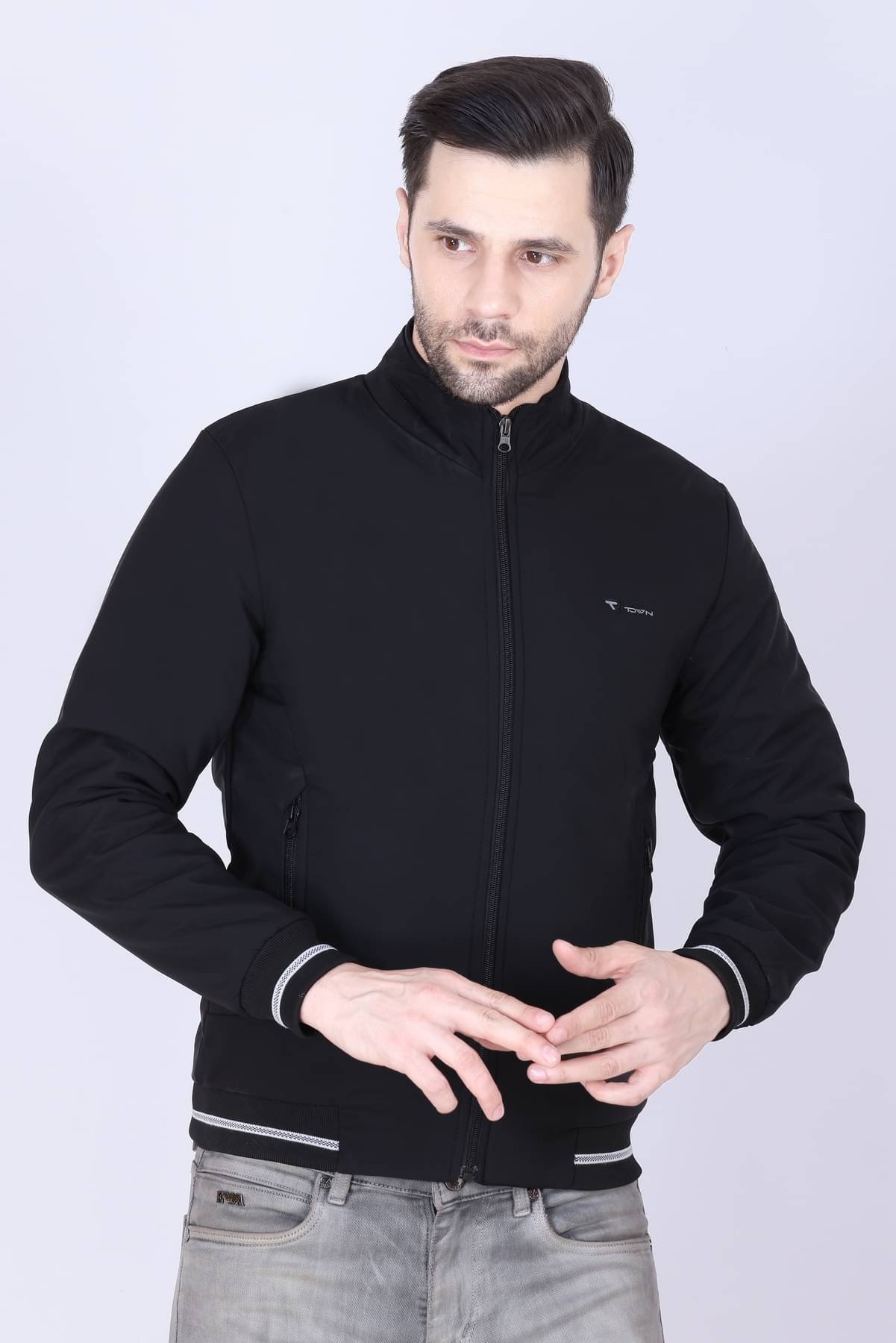     			RICH TOWN Nylon Men's Casual Jacket - Black ( Pack of 1 )