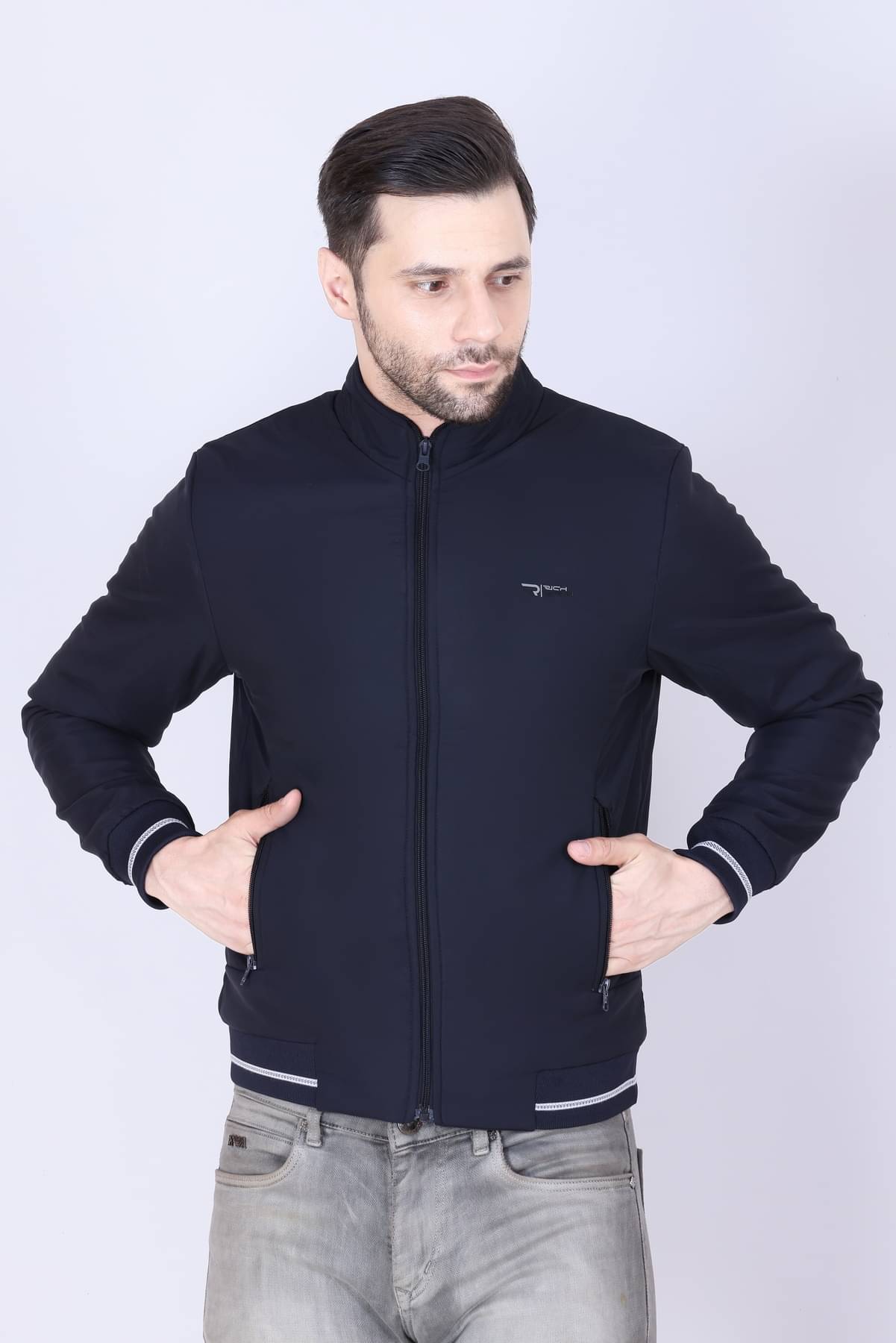     			RICH TOWN Nylon Men's Casual Jacket - Navy ( Pack of 1 )