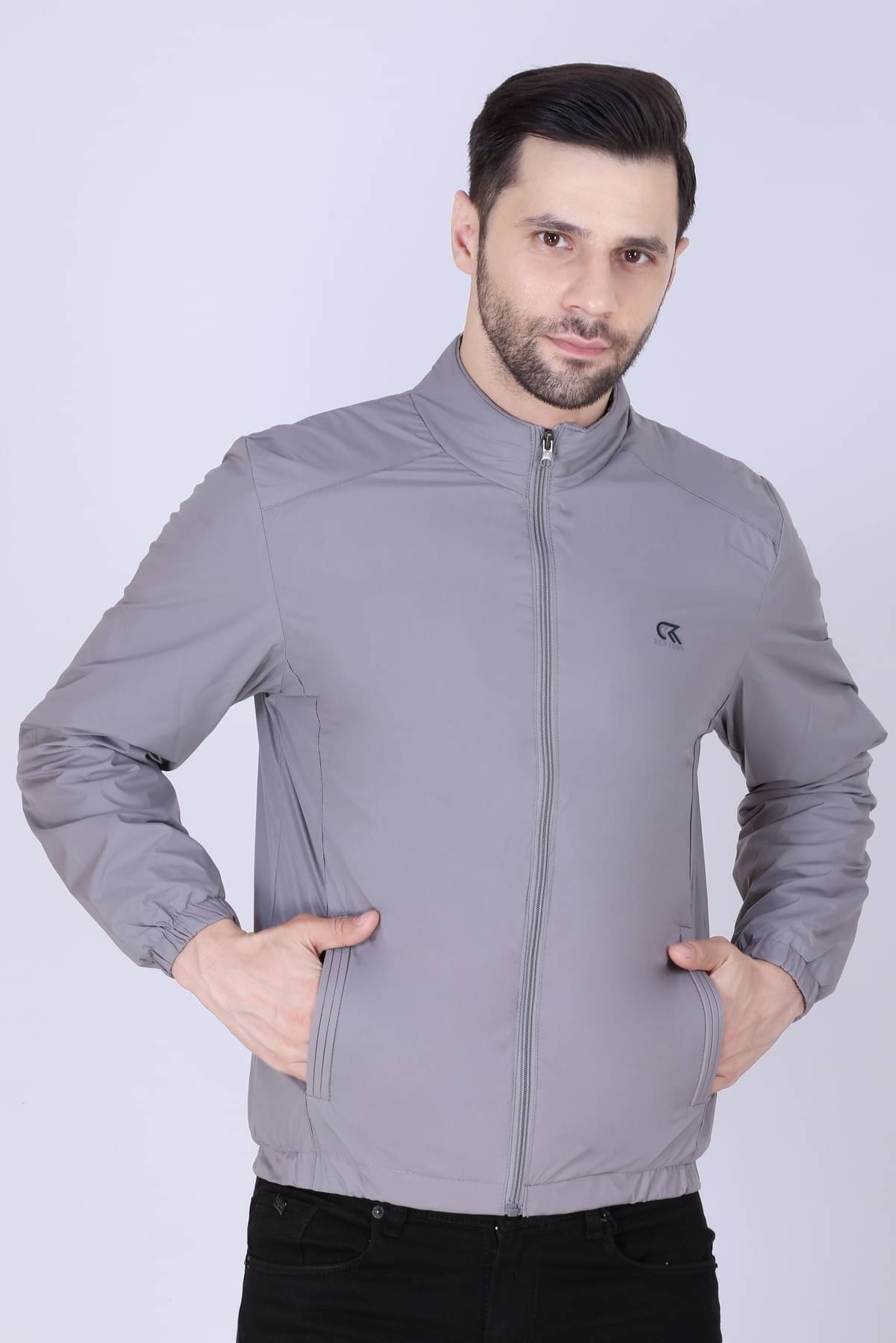 RICH TOWN Nylon Men's Windcheater Jacket - Light Grey ( Pack of 1 ) RICH TOWN Nylon Men's Windcheater Jacket - Light Grey ( Pack of 1 )
