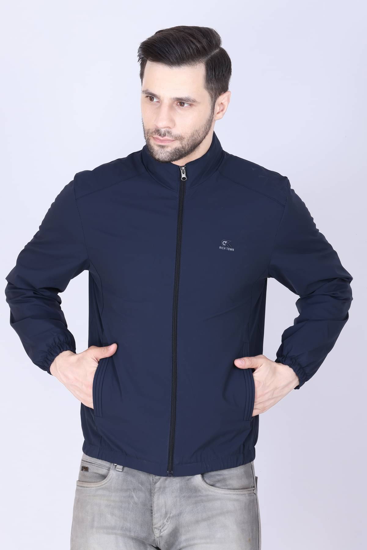     			RICH TOWN Nylon Men's Windcheater Jacket - Navy ( Pack of 1 )