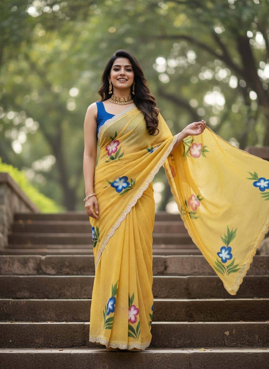    			Sareez House Georgette Printed Regular Saree With Unstitched Blouse Piece ( Beige1 )