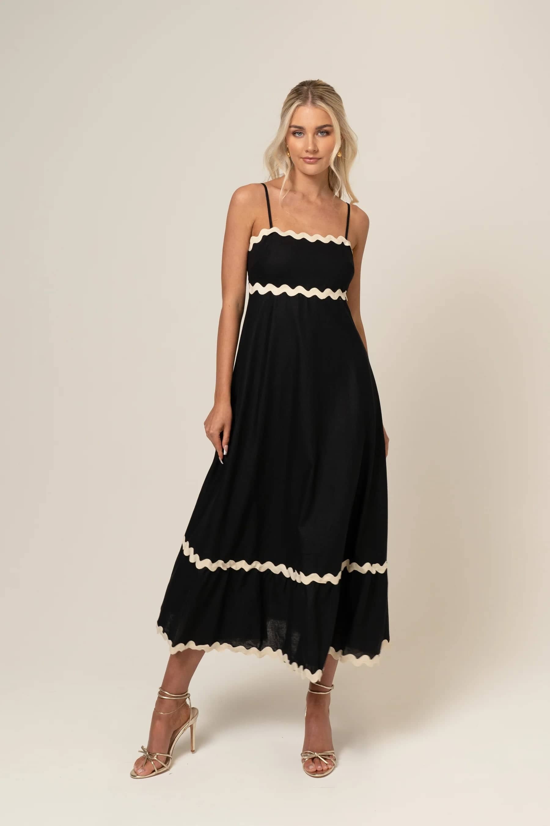 Sheetal associates Women Cotton Fit & Flare Dress ( Black )