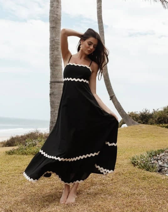 Sheetal associates Women Cotton Fit & Flare Dress ( Black )