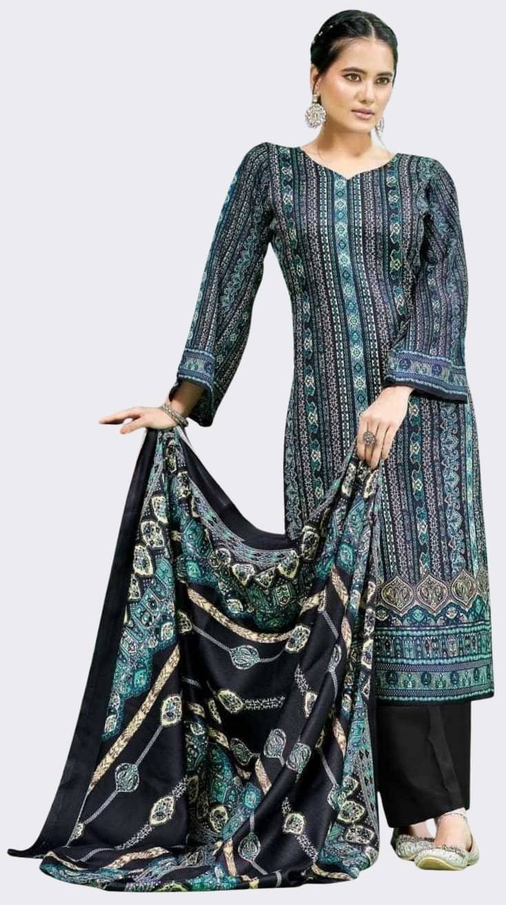     			Soul Essence Women Woollen Unstitched Dress Material ( Black )