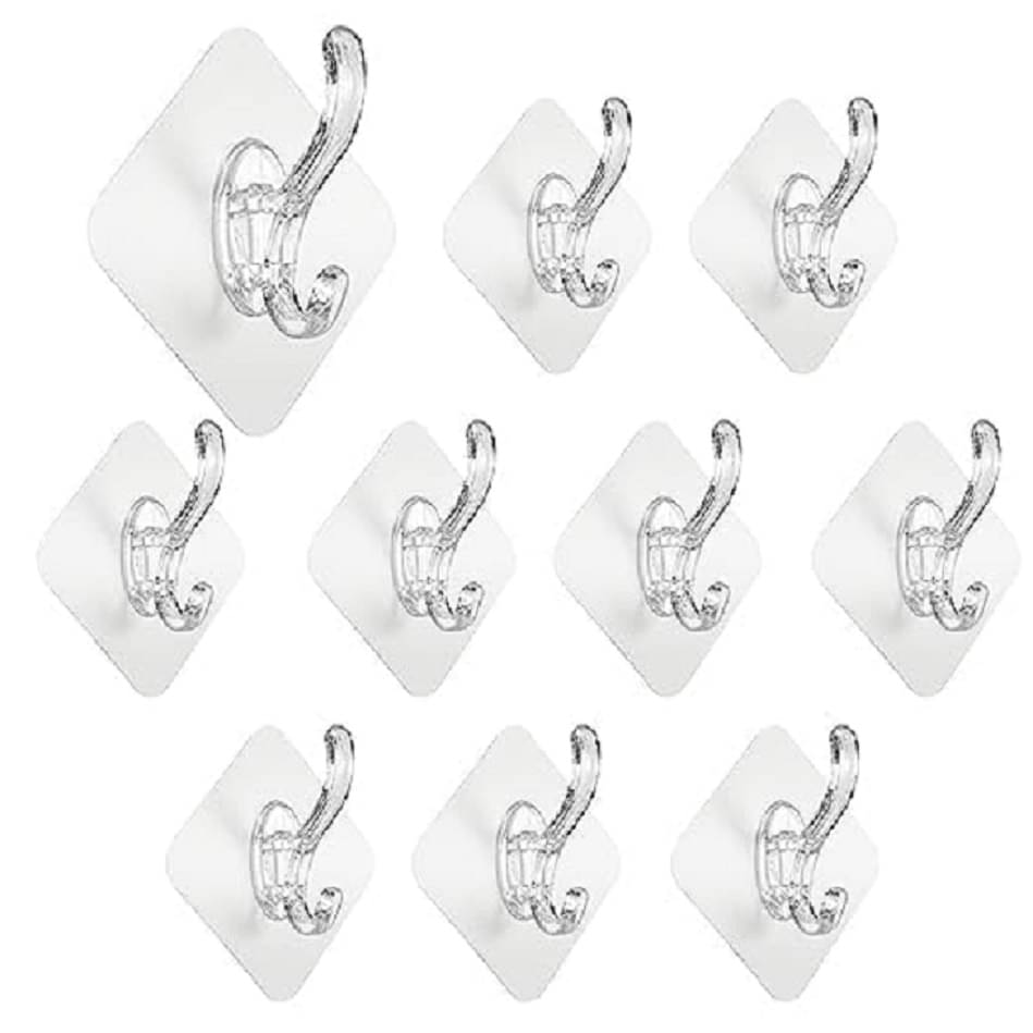     			Spiry Self Adhesive Wall Hooks Hanger Hook for Bathroom & Kitchen Multi-Purpose Use Heavy Duty Waterproof and Rustproof(Cross Hook, 10PCS)