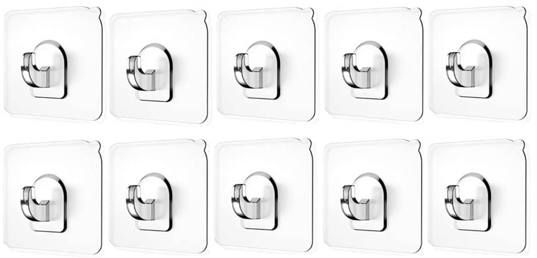     			Spiry Wall Hooks & Wall Hanger Hooks Pack of 10 for Wall Heavy Duty, Self Adhesive Hook, Wall hangings, Kitchen Accessories Items, Clothes Hanging
