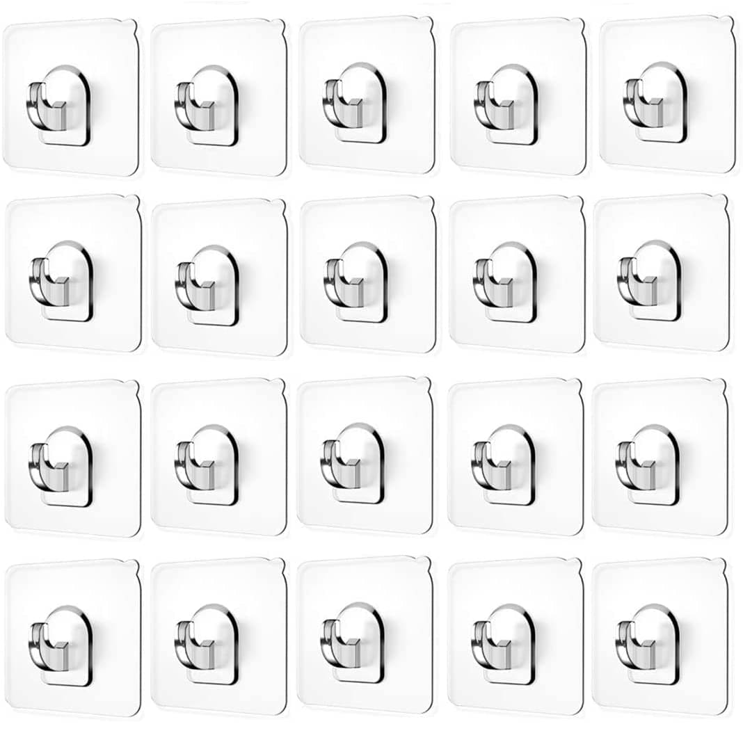     			Spiry Wall Hooks & Wall Hanger Hooks Pack of 20 for Wall Heavy Duty, Self Adhesive Hook, Wall hangings, Kitchen Accessories Items, Clothes Hanging