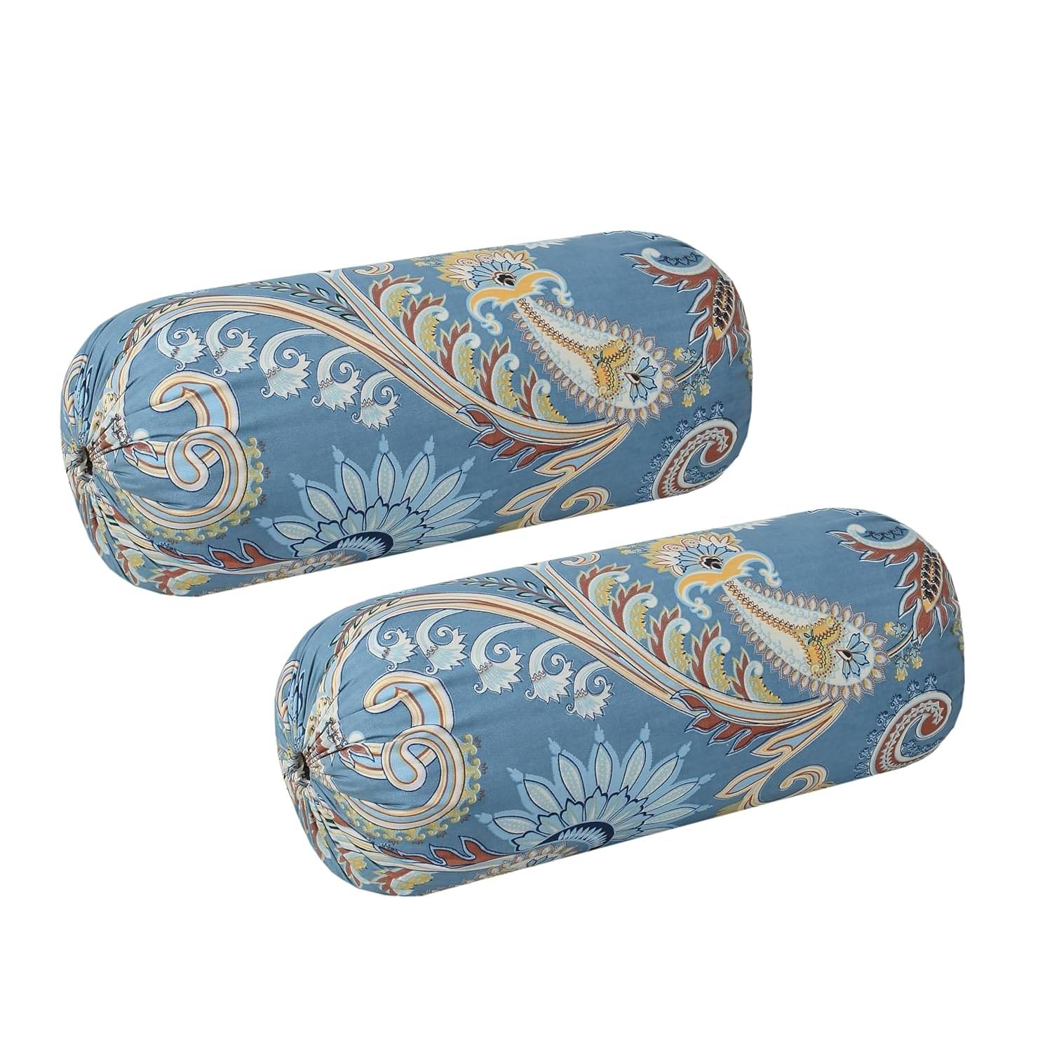     			Tessile India - Pack of 2 Poly Cotton Floral Printed Standard Size Pillow Cover ( 81.28 cm(32) x 40.64 cm(16) ) - Sky Blue