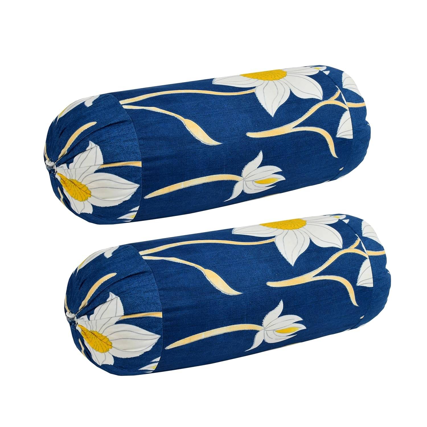     			Tessile India - Pack of 2 Poly Cotton Floral Printed Standard Size Pillow Cover ( 81.28 cm(32) x 40.64 cm(16) ) - Navy