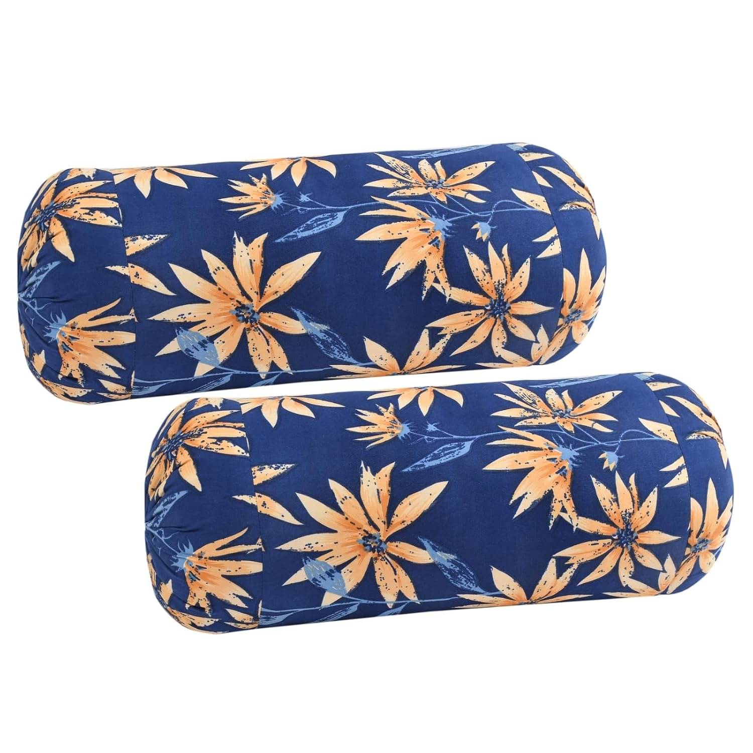     			Tessile India - Pack of 2 Poly Cotton Floral Printed Standard Size Pillow Cover ( 81.28 cm(32) x 40.64 cm(16) ) - Navy Blue