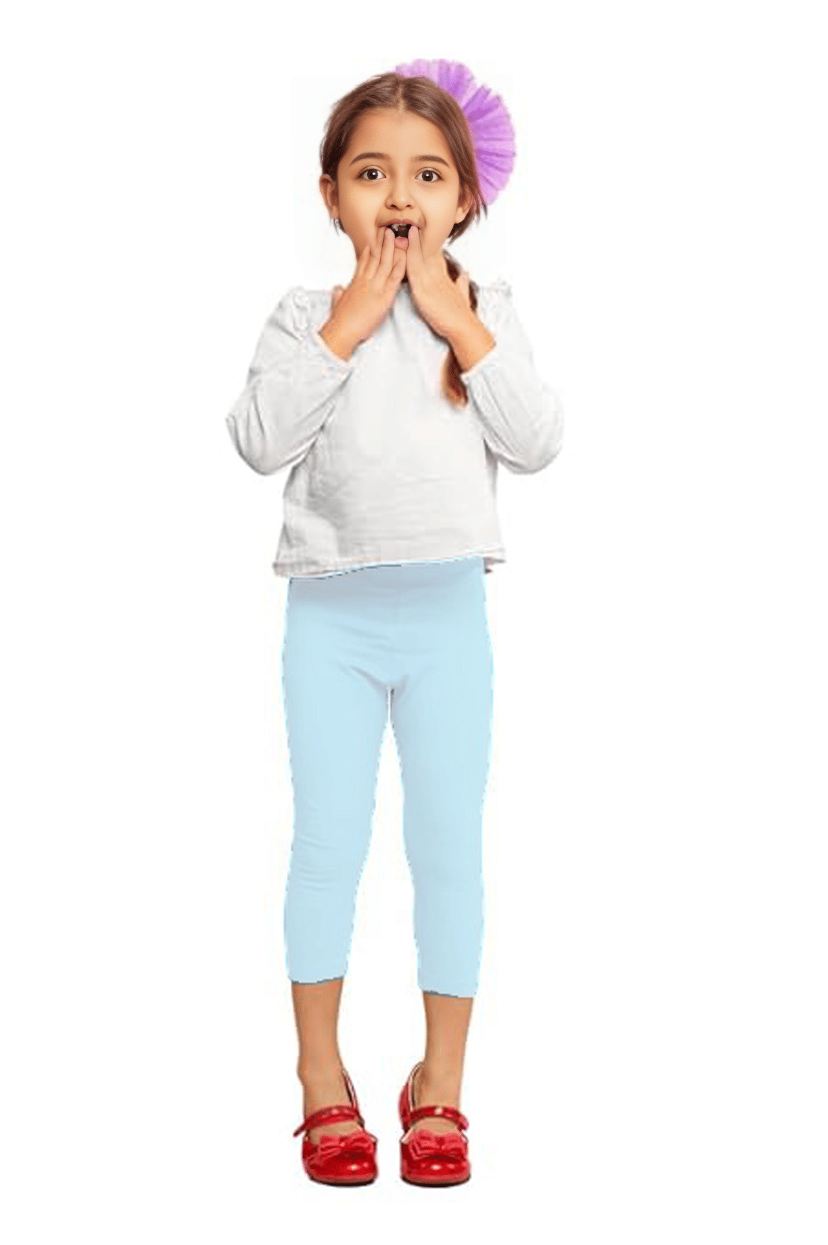 Tik Tok wears Pack of 1 Girls Cotton Blend Capris ( White )     			Tik Tok wears Pack of 1 Girls Cotton Blend Capris ( White )