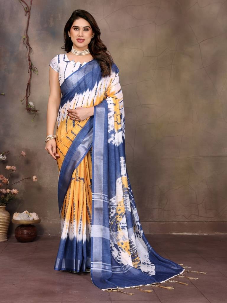     			Vastukala Cotton Silk Printed Kanjeevaram Sarees With Unstitched Blouse Piece ( White )