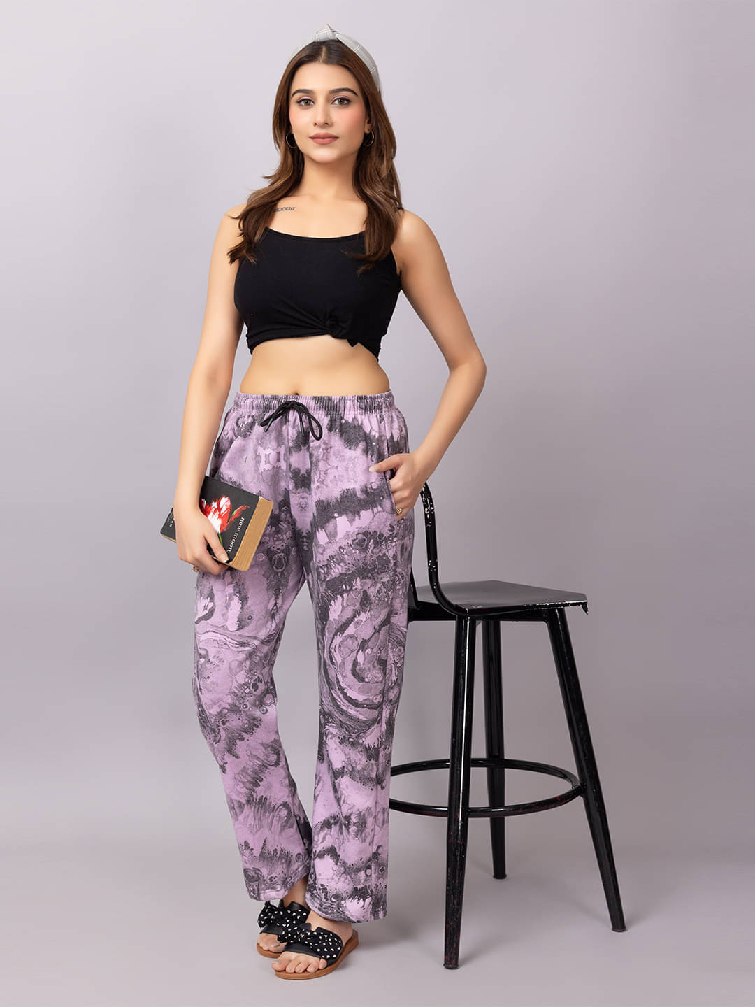     			Xenios Cotton Blend Printed Women Pyjama ( Purple )