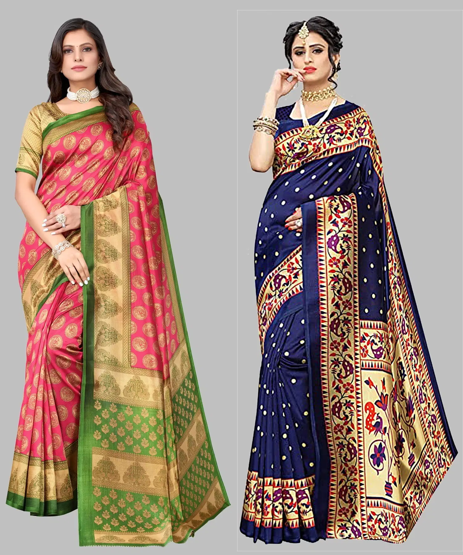    			Yashika Art Silk Printed Regular Saree With Unstitched Blouse Piece ( Pink )