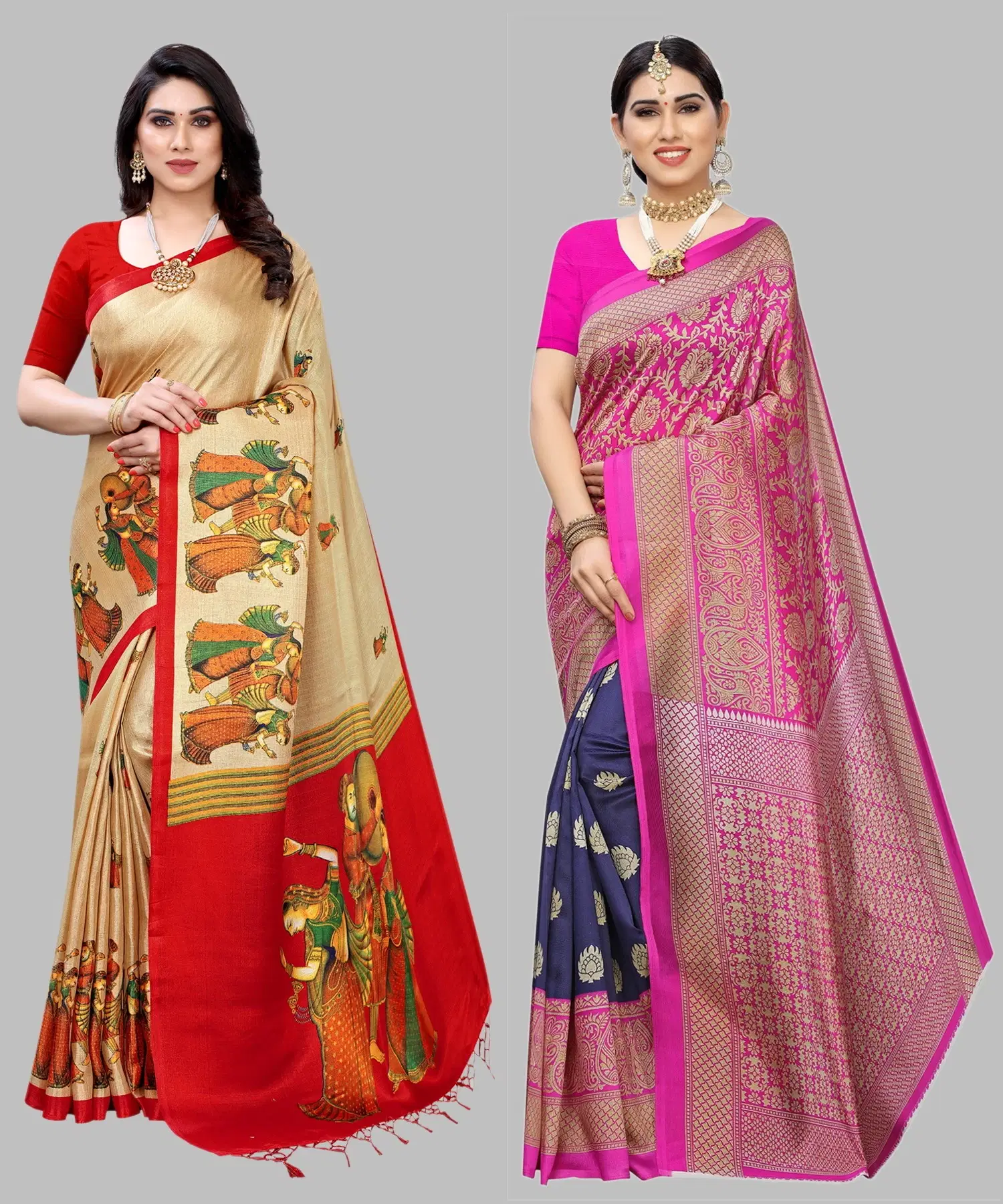 Yashika Art Silk Printed Regular Saree With Unstitched Blouse Piece ( Brown )     			Yashika Art Silk Printed Regular Saree With Unstitched Blouse Piece ( Brown )