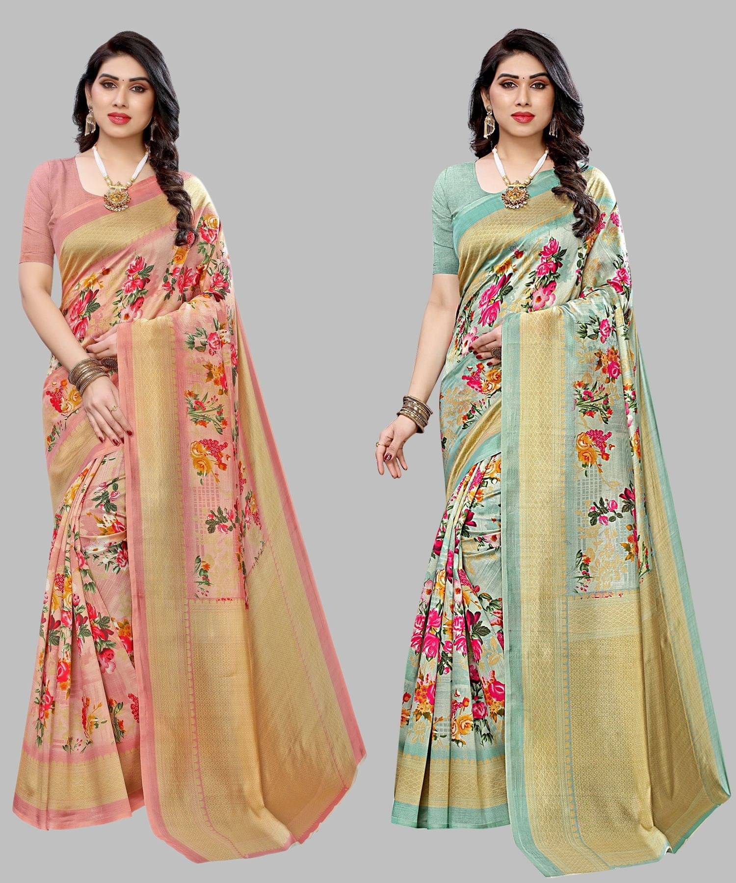     			Yashika Art Silk Printed Regular Saree With Unstitched Blouse Piece ( Orange )