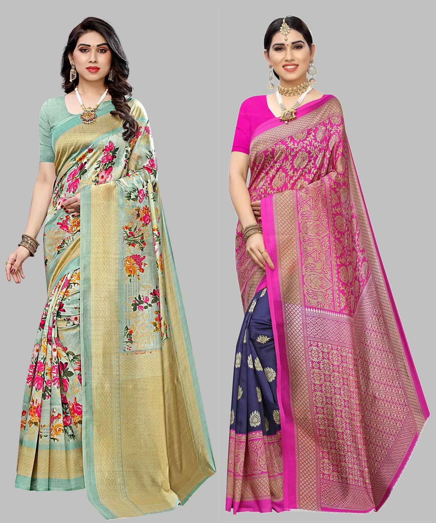 Yashika Art Silk Printed Regular Saree With Unstitched Blouse Piece ( Light Green )     			Yashika Art Silk Printed Regular Saree With Unstitched Blouse Piece ( Light Green )
