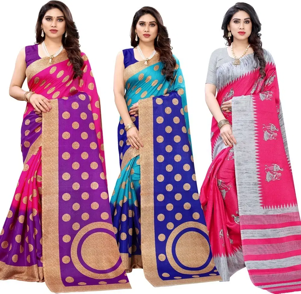 Yashika Art Silk Printed Regular Saree With Unstitched Blouse Piece ( Multicolor ) Yashika Art Silk Printed Regular Saree With Unstitched Blouse Piece ( Multicolor )
