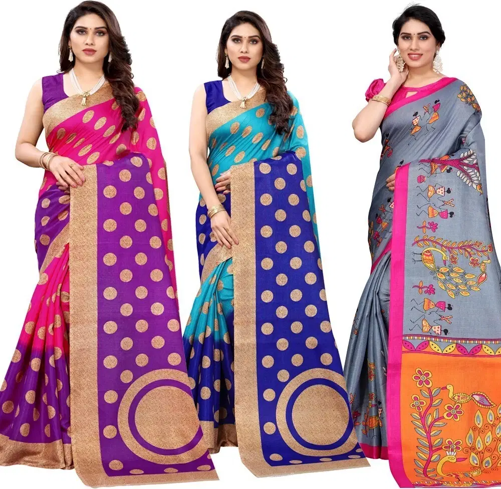     			Yashika Art Silk Printed Regular Saree With Unstitched Blouse Piece ( Grey )
