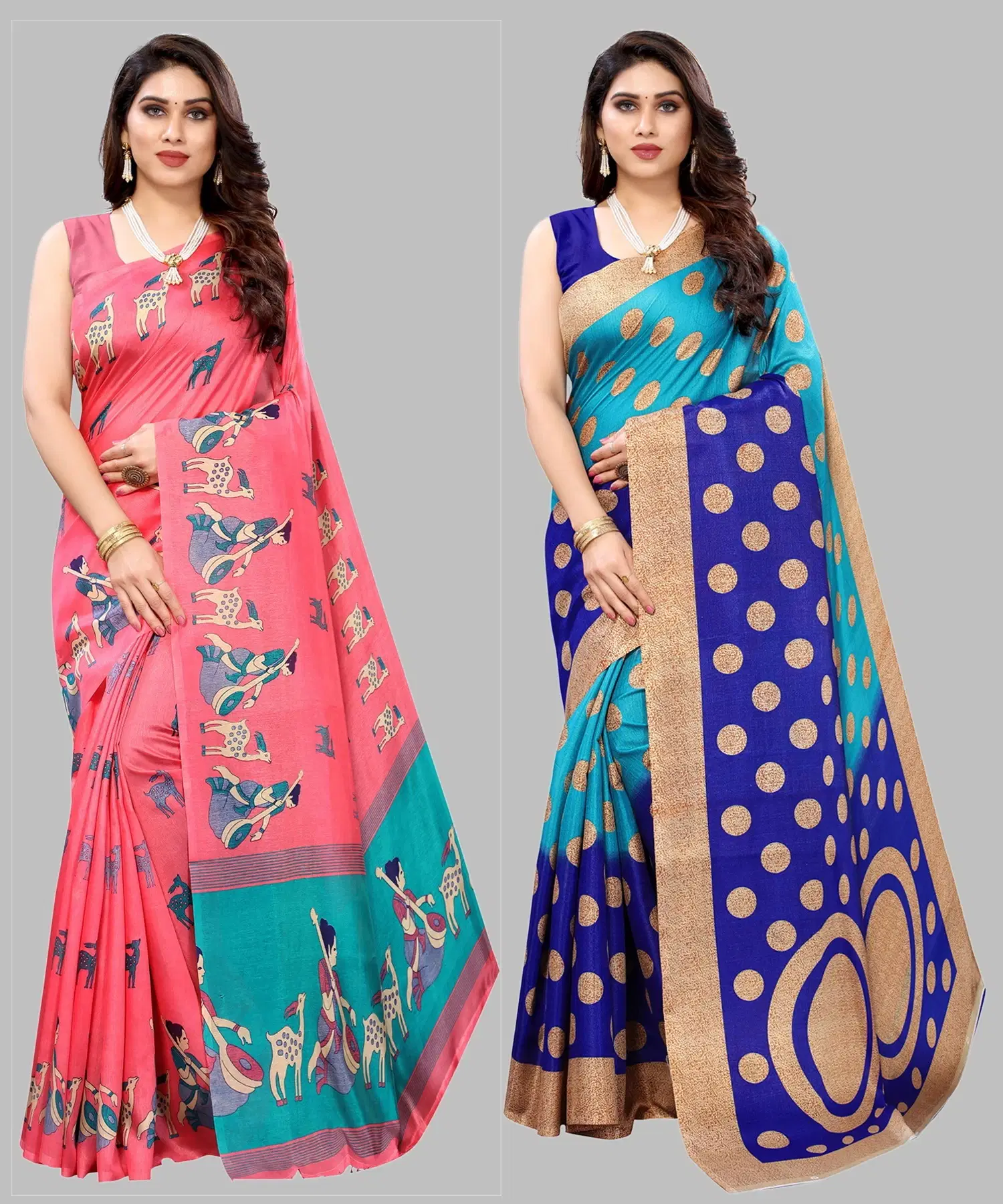     			Yashika Art Silk Printed Regular Saree With Unstitched Blouse Piece ( Pink )