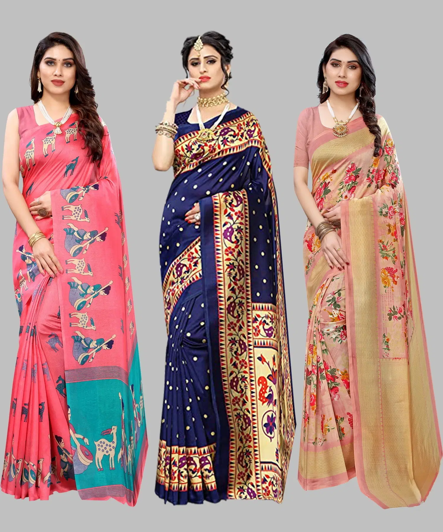 Yashika Art Silk Printed Regular Saree With Unstitched Blouse Piece ( Pink ) Yashika Art Silk Printed Regular Saree With Unstitched Blouse Piece ( Pink )