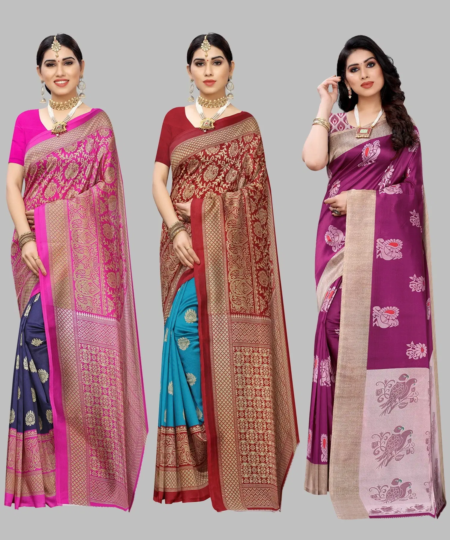 Yashika Art Silk Printed Regular Saree With Unstitched Blouse Piece ( Navy Blue ) Yashika Art Silk Printed Regular Saree With Unstitched Blouse Piece ( Navy Blue )