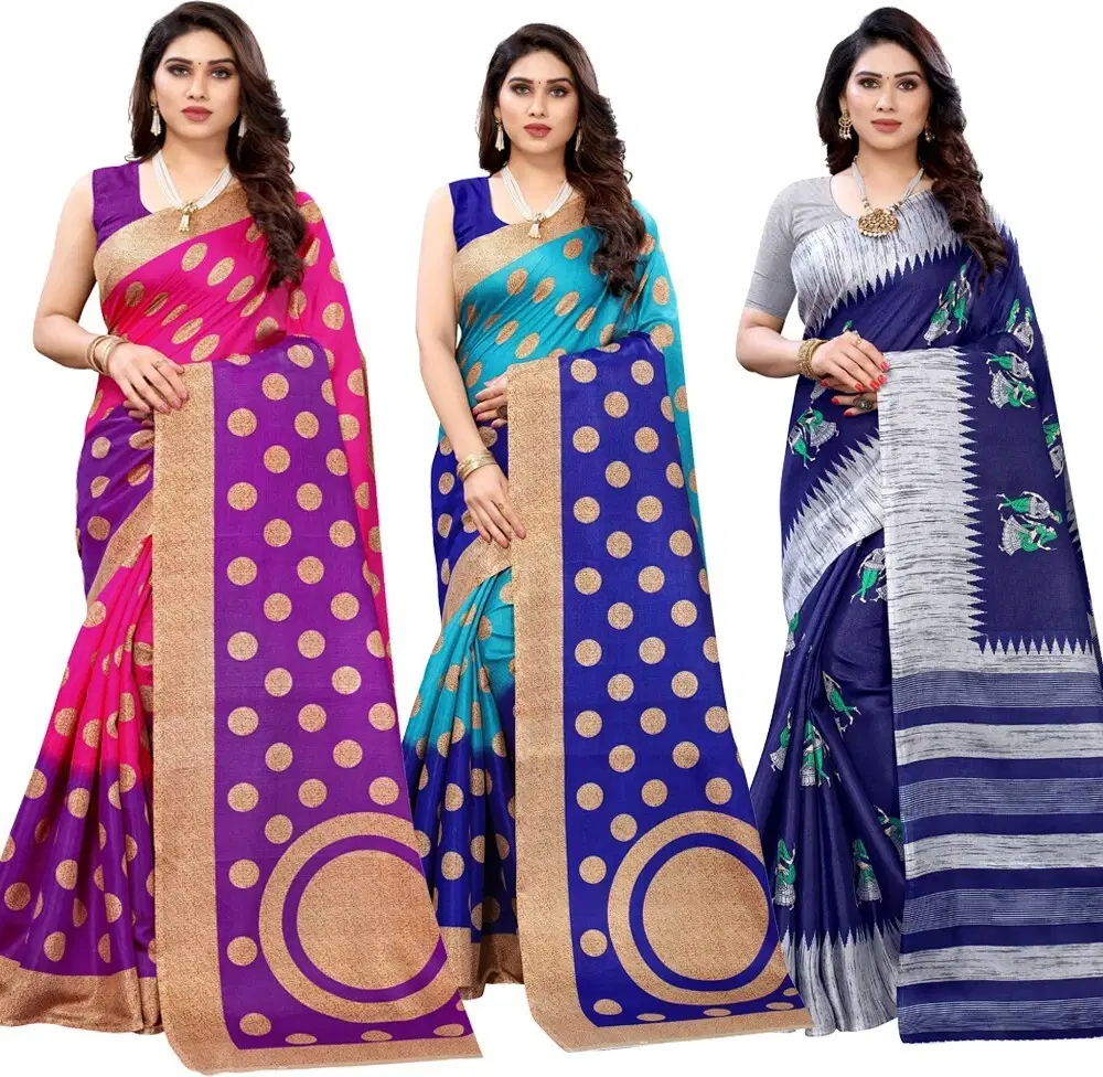     			Yashika Art Silk Printed Regular Saree With Unstitched Blouse Piece ( Multicolor )