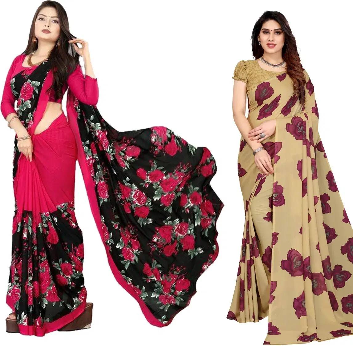 Yashika Georgette Printed Regular Saree With Unstitched Blouse Piece ( Multicolor ) Yashika Georgette Printed Regular Saree With Unstitched Blouse Piece ( Multicolor )