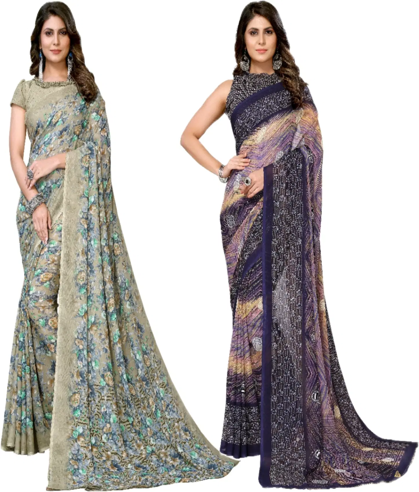     			Yashika Georgette Printed Regular Saree With Unstitched Blouse Piece ( Green )