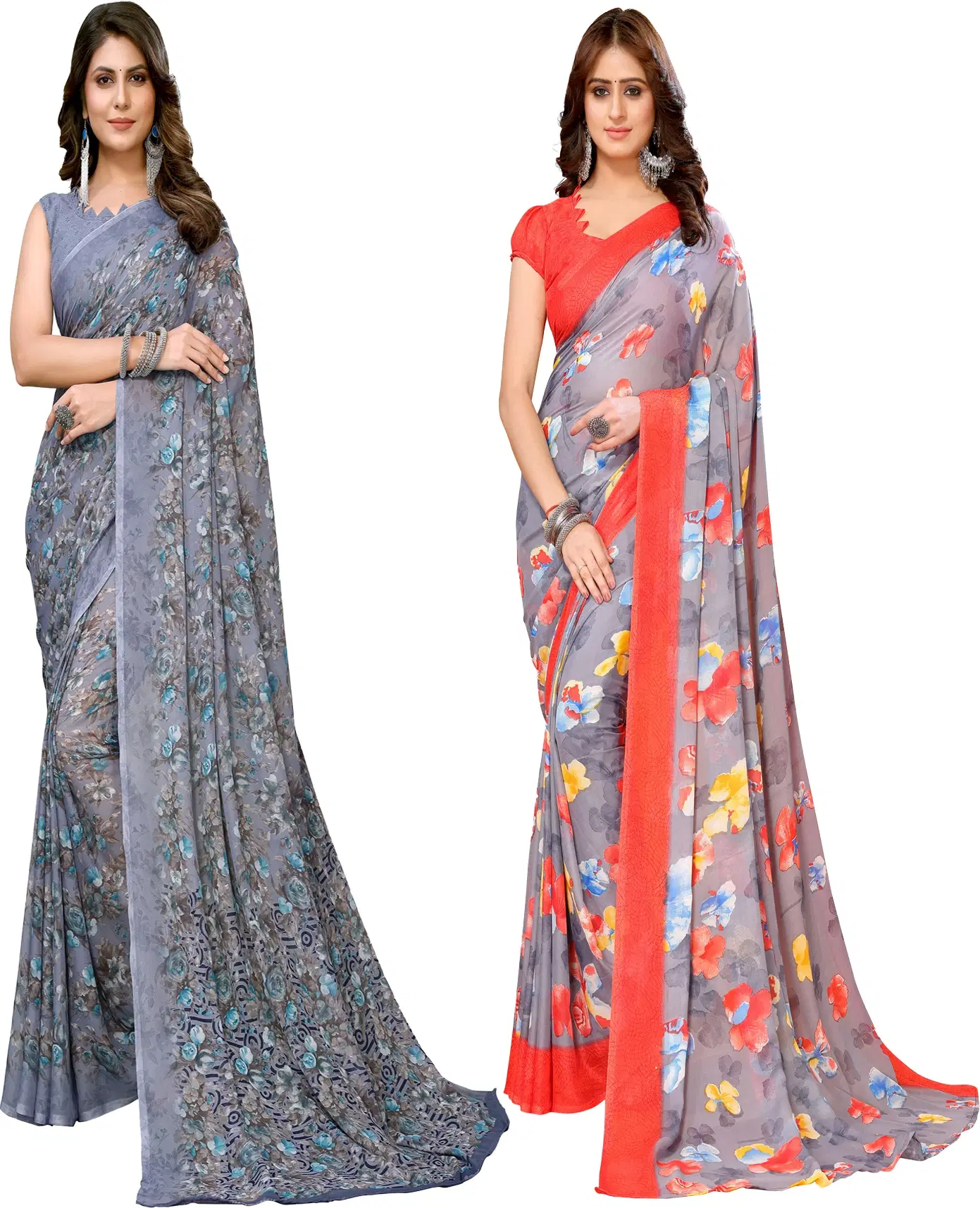     			Yashika Georgette Printed Regular Saree With Unstitched Blouse Piece ( Red )