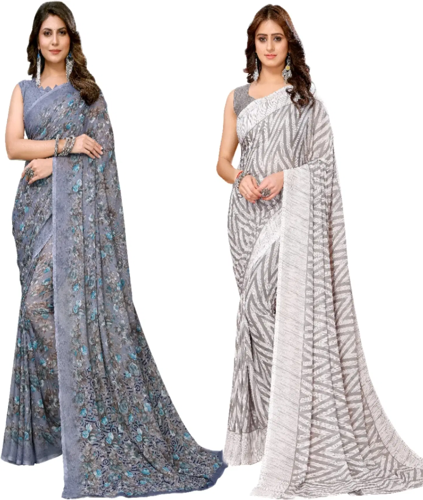     			Yashika Georgette Printed Regular Saree With Unstitched Blouse Piece ( Purple )