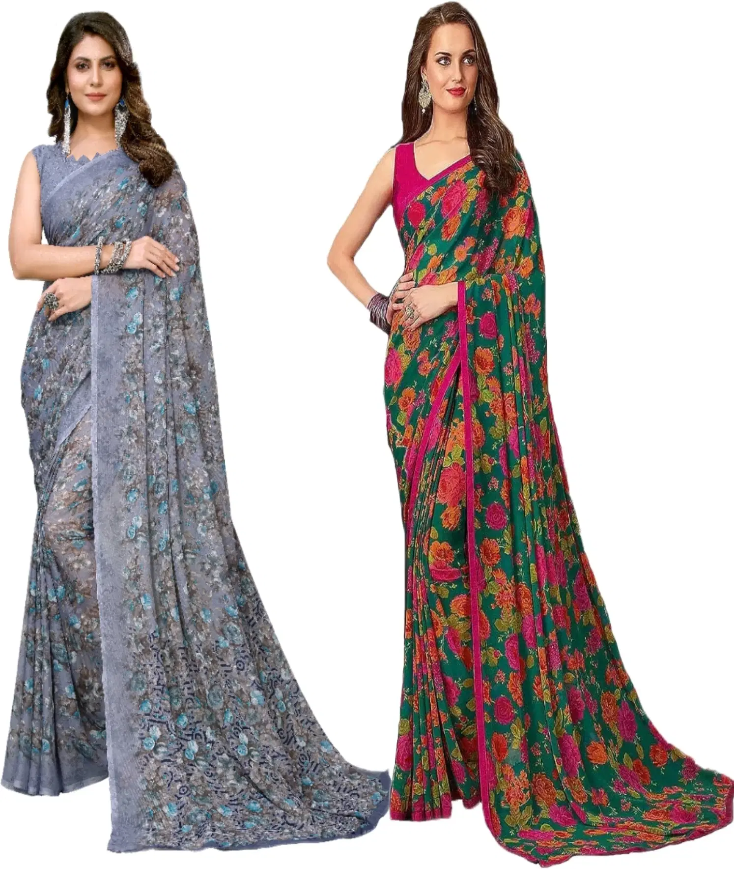 Yashika Georgette Printed Regular Saree With Unstitched Blouse Piece ( Purple ) Yashika Georgette Printed Regular Saree With Unstitched Blouse Piece ( Purple )