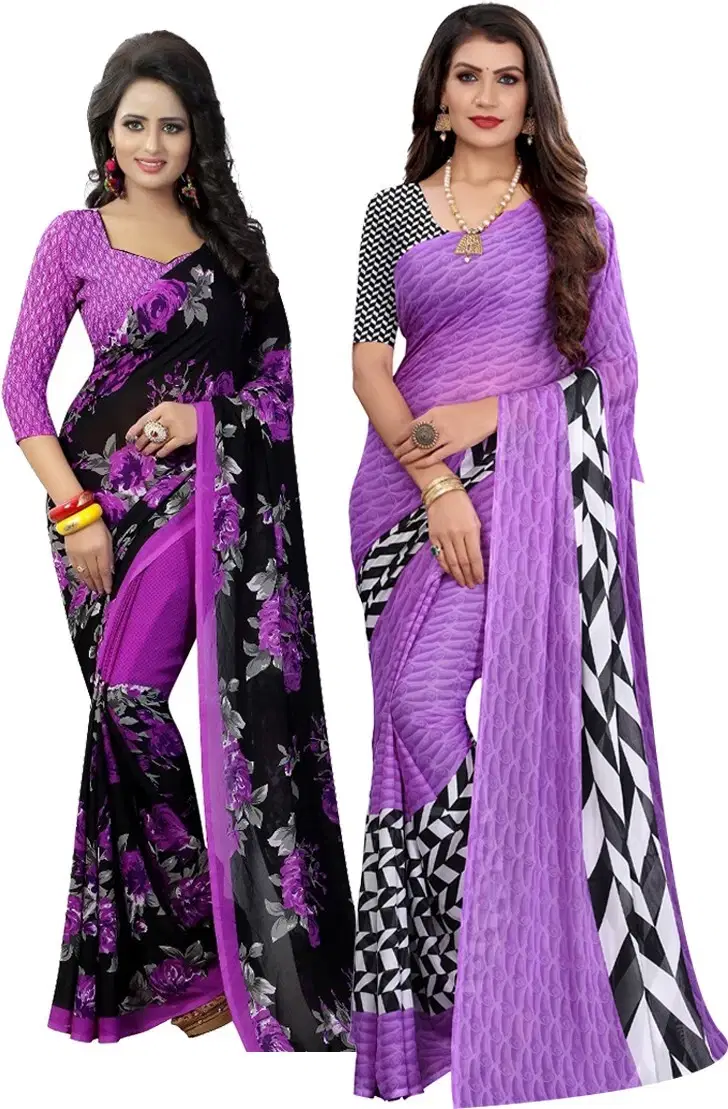    			Yashika Georgette Printed Regular Saree With Unstitched Blouse Piece ( Yellow )