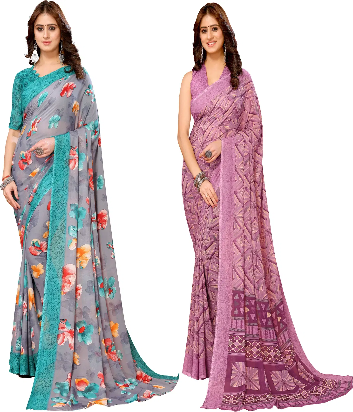 Yashika Georgette Printed Regular Saree With Unstitched Blouse Piece ( Blue ) Yashika Georgette Printed Regular Saree With Unstitched Blouse Piece ( Blue )