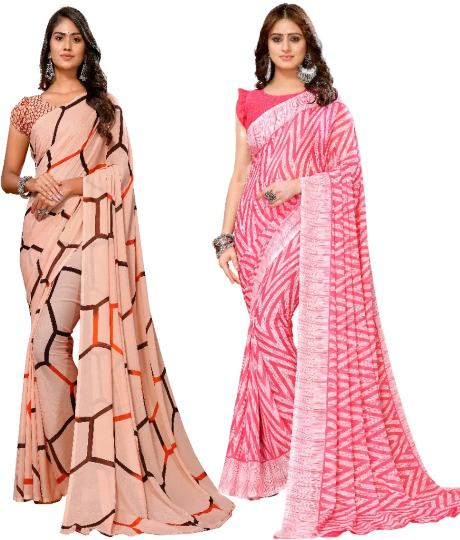 Yashika Georgette Printed Regular Saree With Unstitched Blouse Piece ( Brown ) Yashika Georgette Printed Regular Saree With Unstitched Blouse Piece ( Brown )