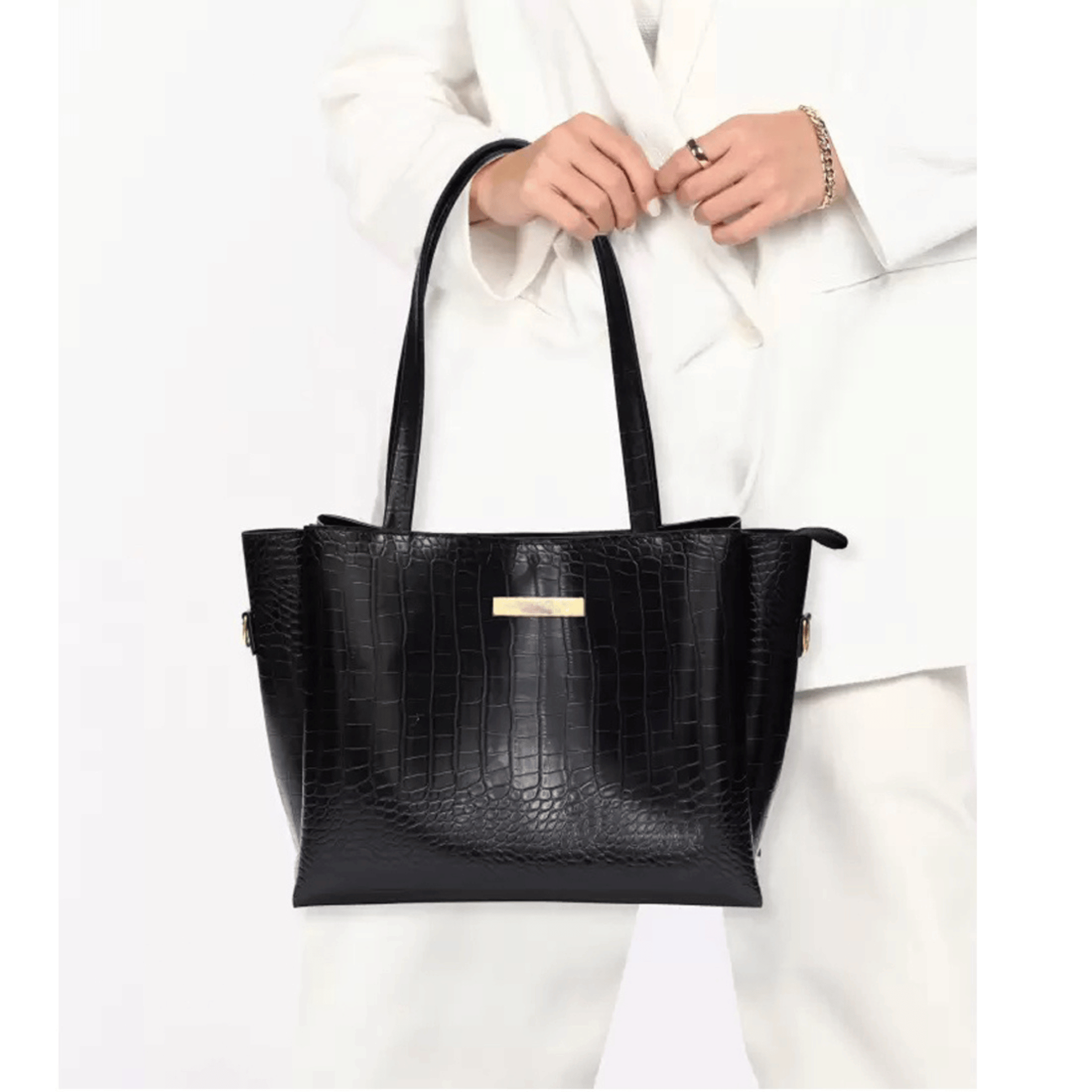     			classicove Tote Bag PU Set of 1 ( Black )