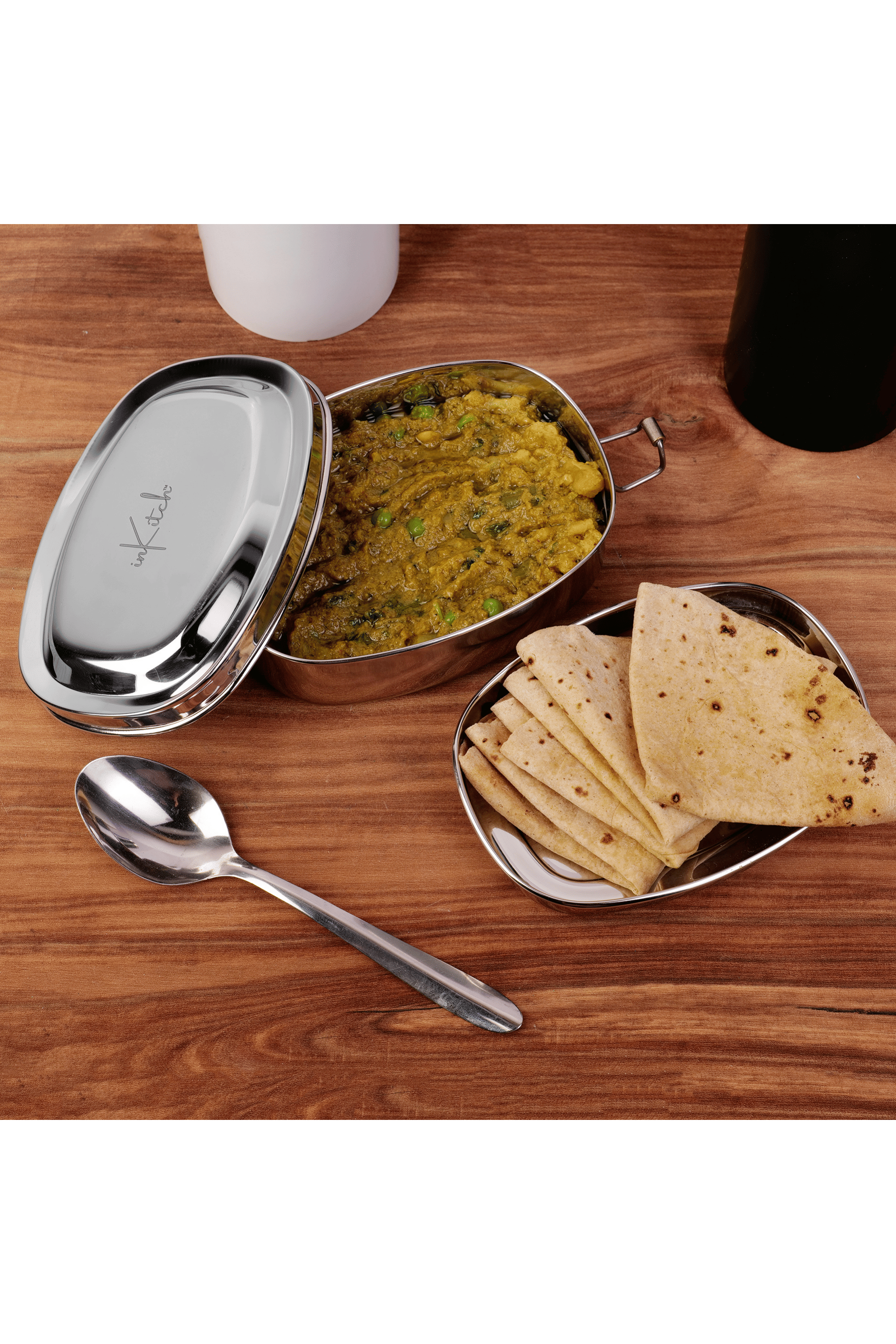     			inKitch Tiffin Box with Plate Stainless Steel Lunch Box 1 - Container ( Pack of 1 )