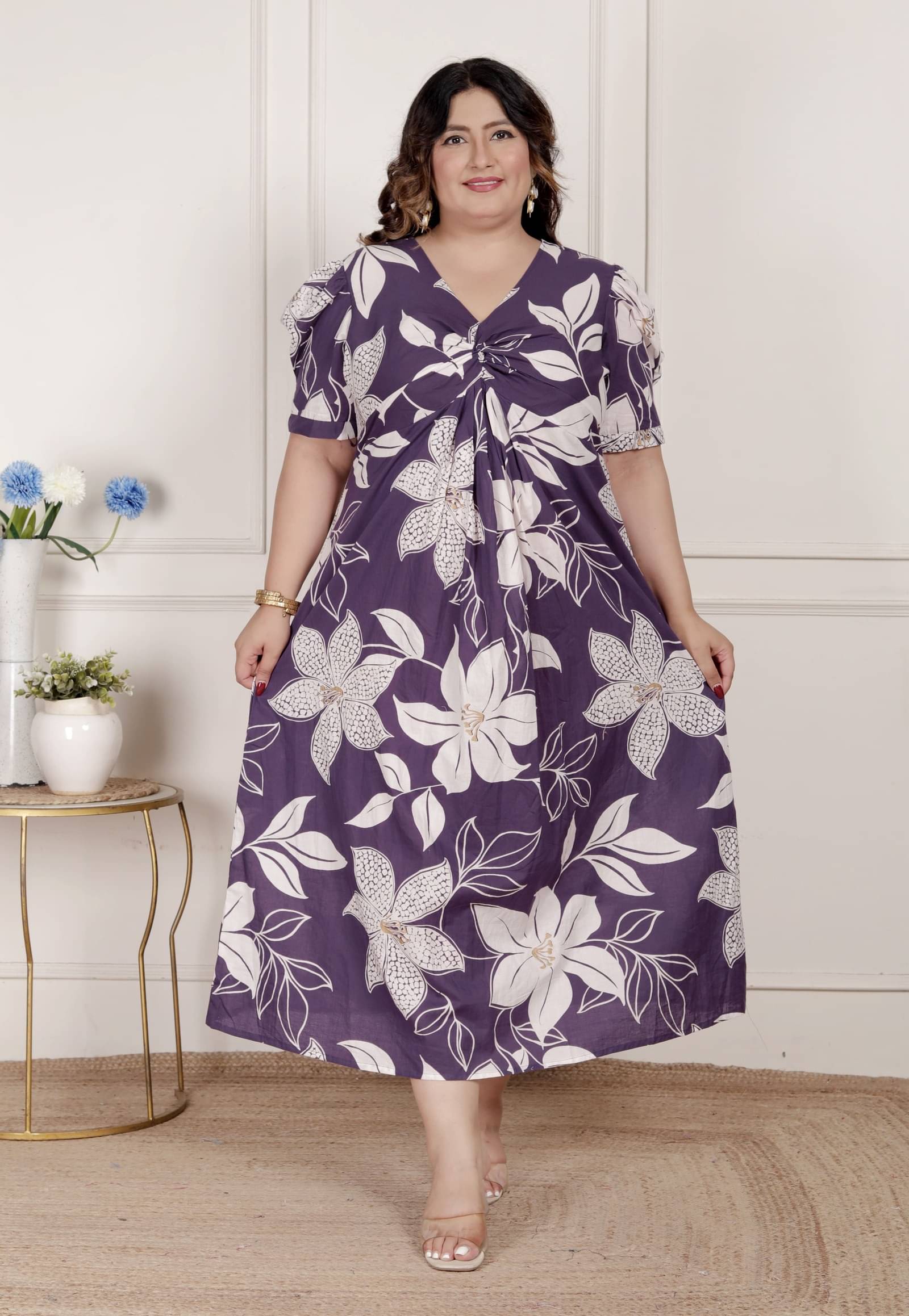 miravan Women Cotton Printed Maxi ( Purple )     			miravan Women Cotton Printed Maxi ( Purple )