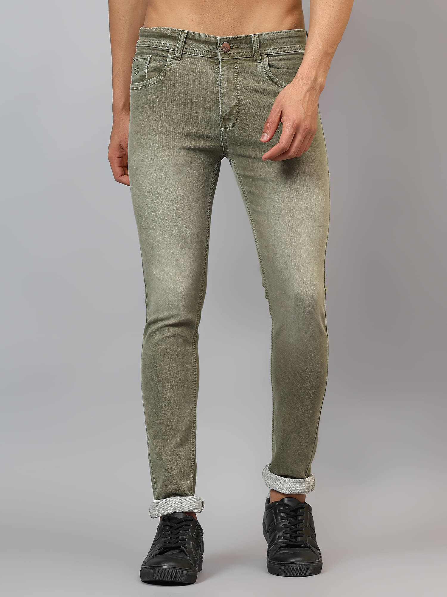     			plounge Slim Fit Clean Look Men's Jeans - Green ( Pack of 1 )